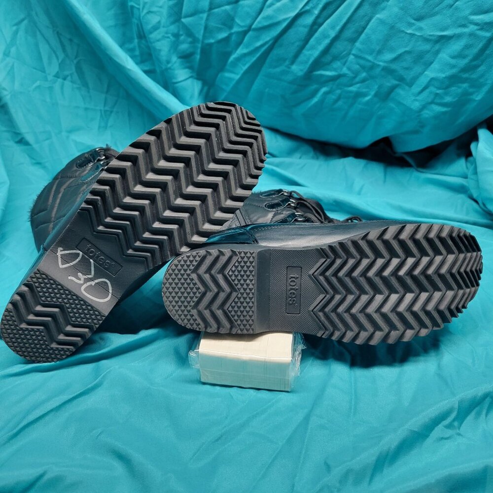 Totes Womens Black Winter Boots Insulated Waterproof Snow Boots Lace-Up Size 8 A - Picture 10 of 10